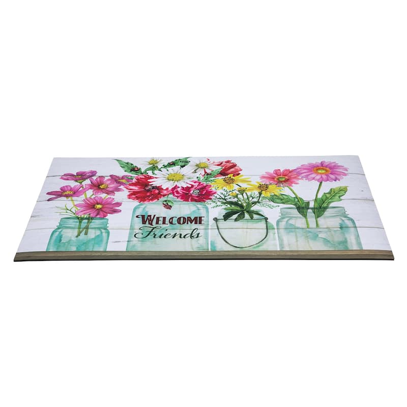 Welcome Friends Spring Bouquet Doormat 18" x 30" - 30