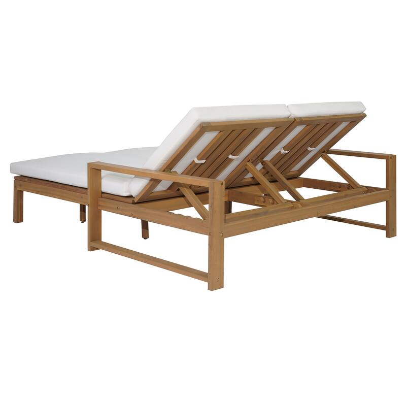 Outdoor Double Chaise Lounge Chair with Dual 5-Position Backrests by Leisure Zone