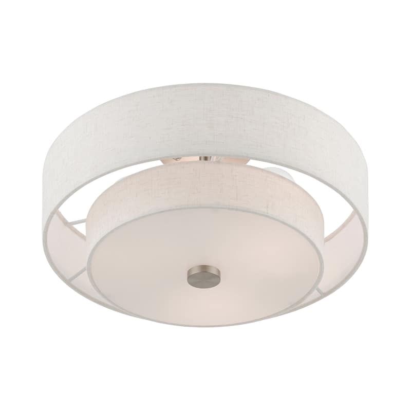Livex Lighting Claremont 3 Light 15" Wide Semi-Flush Drum Ceiling