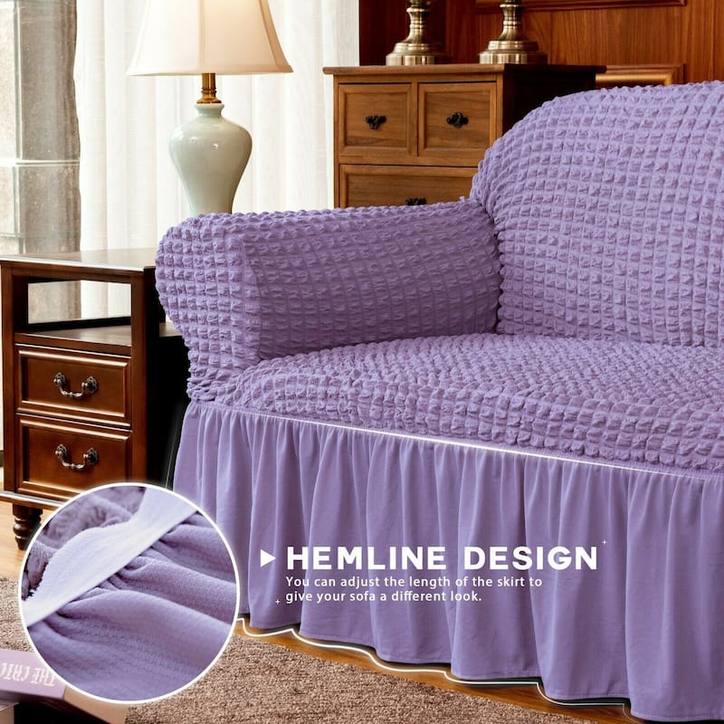 Subrtex 1 Piece Armchair Slipcover Seersucker Skirt Stretch Spandex Furniture Protector