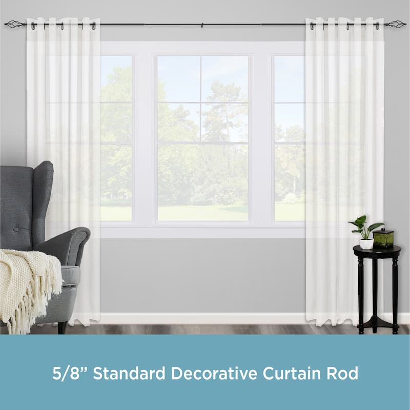 Kenney® Eggbeater 5/8" Standard Decorative Window Curtain Rod, 28-48", Black