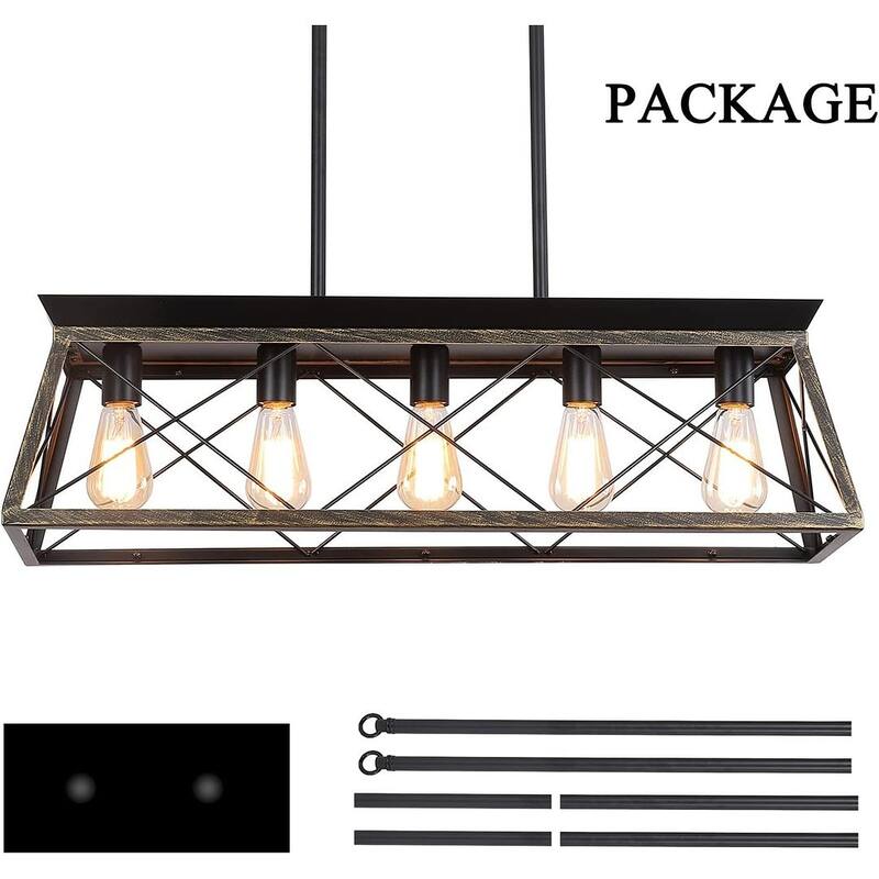 Farmhouse Restaurant 5-Light Metal Rectangular Chandelier