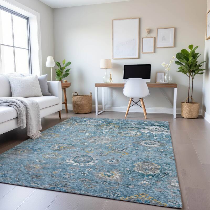 Premium Washable Super Soft Traditional Vintage Mayfield Rug - Teal - 3' x 5'