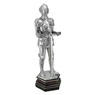 Medieval Knight In Shining Armor Standing Holding Sword Statue 15 Inch Overstock 16819487
