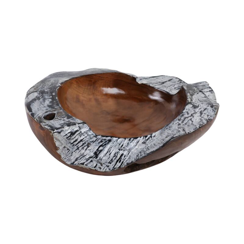 Wood Capiz Decorative Bowl with Natural Burnt Edges - 3" Brown - 12" x 12" x 3"