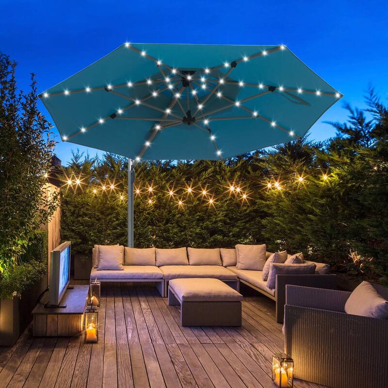 Aluminum Patio Umbrella - 360° Rotation, Hydraulic Lift