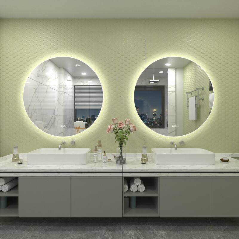 KIOTEE Round Backlit LED Lighted Anti-Fog Bathroom Vanity Mirror with ETL and 3-Year Warranty