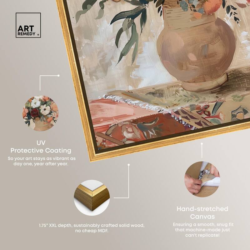 Clay Vase and Flowers Canvas by Art Remedy