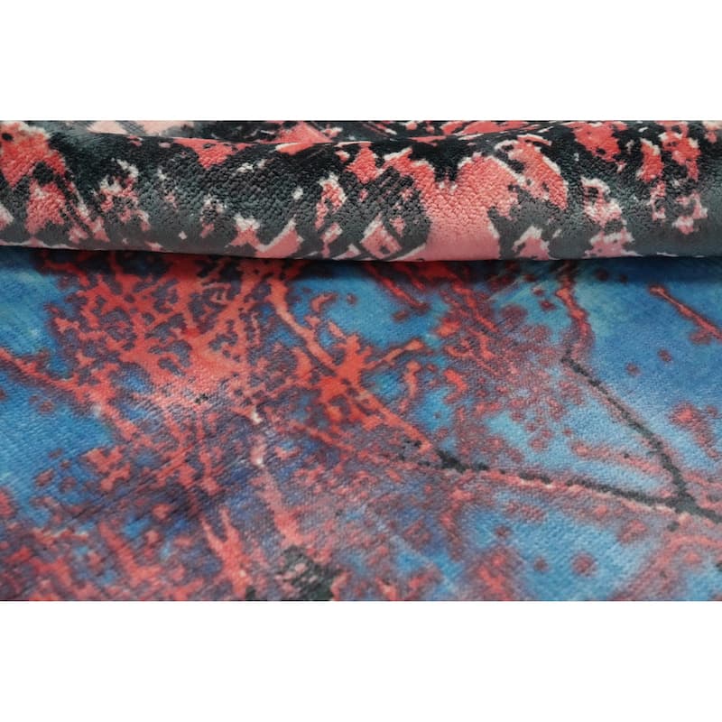 Hand Knotted Oriental Viscose Silk Carpet Modern Pictorial Pink Abstract Area Rug - 7' 8'' X 5' 7''