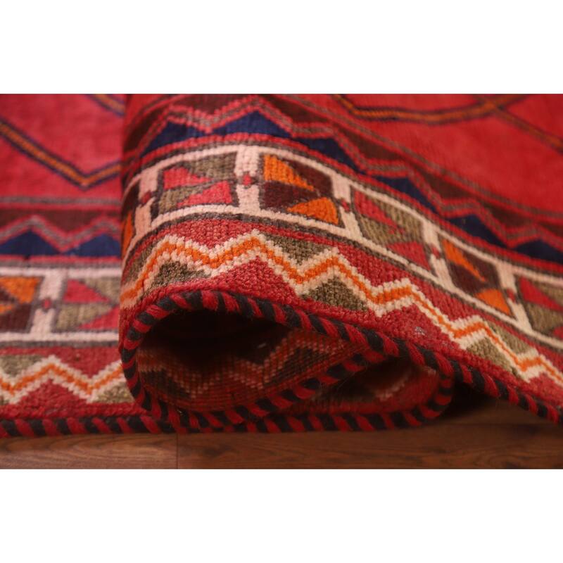 Hand Knotted Oriental 100% Wool Carpet Traditional Geometric Red Lori Area Rug - 8' 4'' X 4' 3''