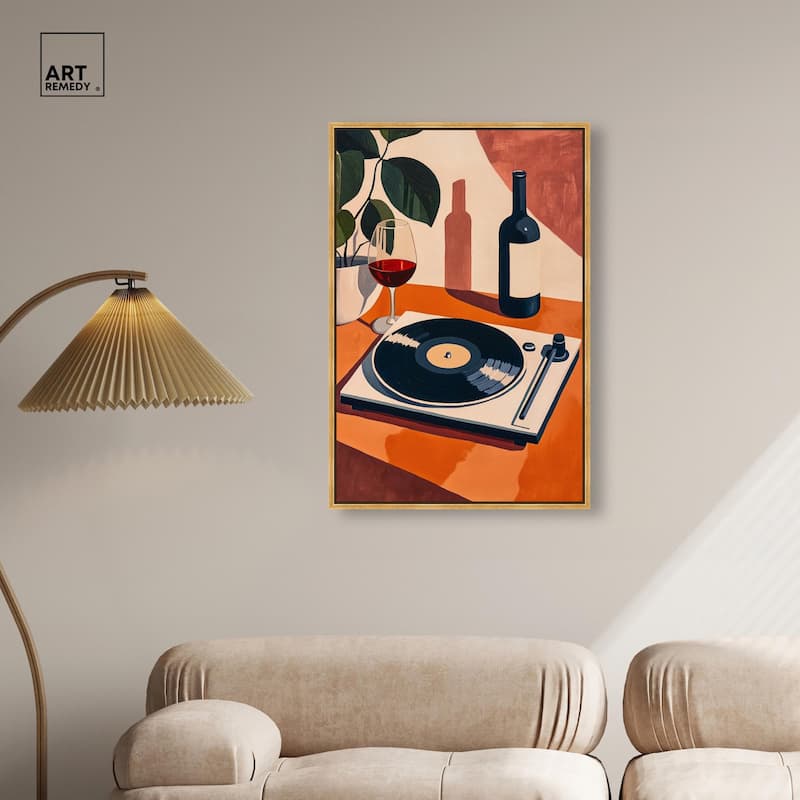 Vinyl and Wine Canvas by Art Remedy