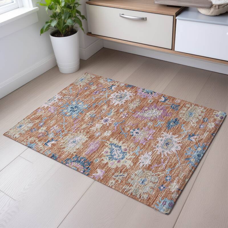 Premium Washable Super Soft Traditional Farmhouse Mayfield Rug - Orange - 1'8" x 2'6"