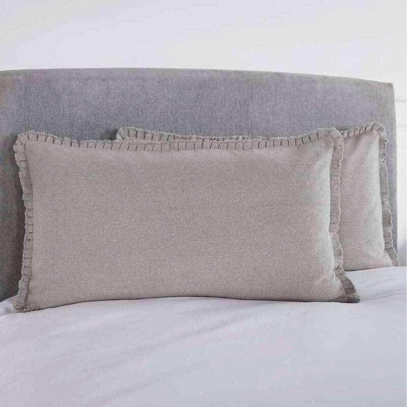 Burlap Dove Grey King Sham w/ Fringed Ruffle 21x37