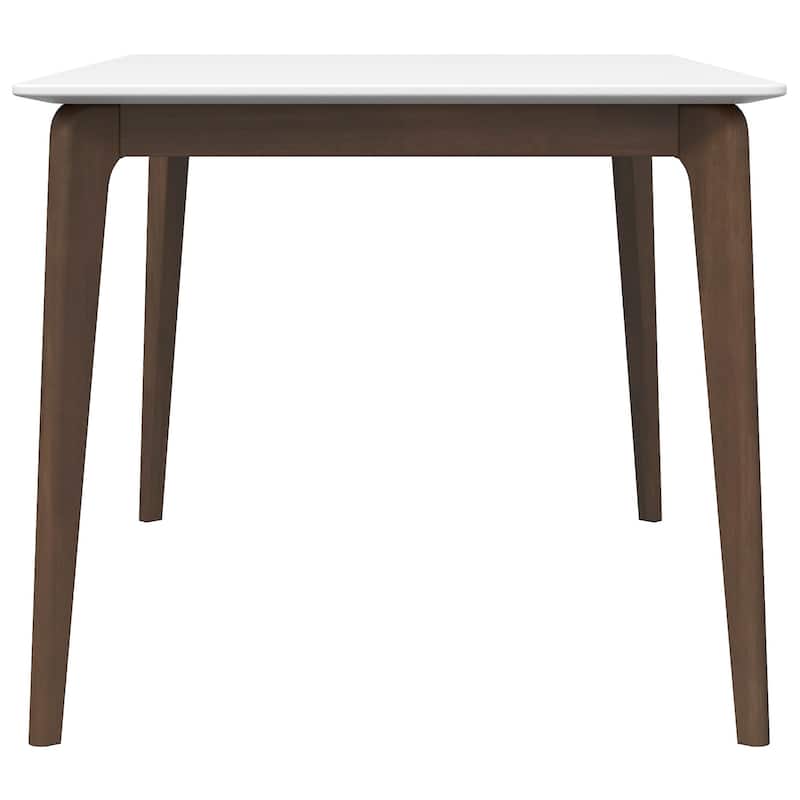 Lindsey Mid-Century Modern Solid Wood Dining Table with White Top and Walnut Legs, 59 inches for Bedroom Hallway, Entryw