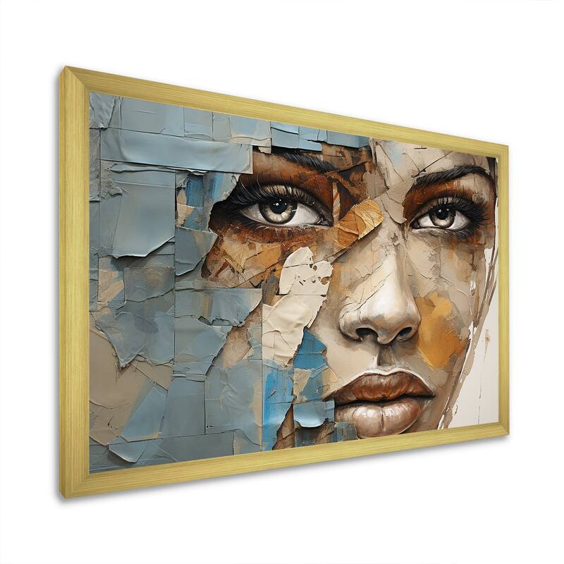 Designart "Paint Collage African Woman I" African American Art Framed Wall Art Prints