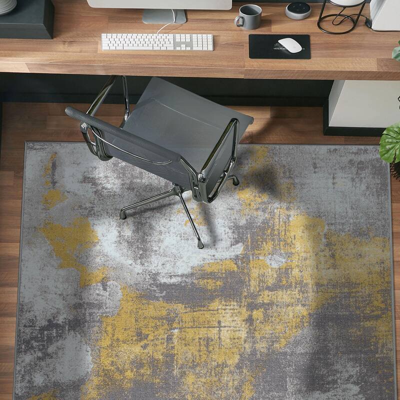 Contemporary Distressed Abstract Non Slip Area Rug