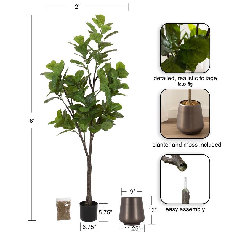 Kate and Laurel Fidmont Faux Fiddle Fig Tree