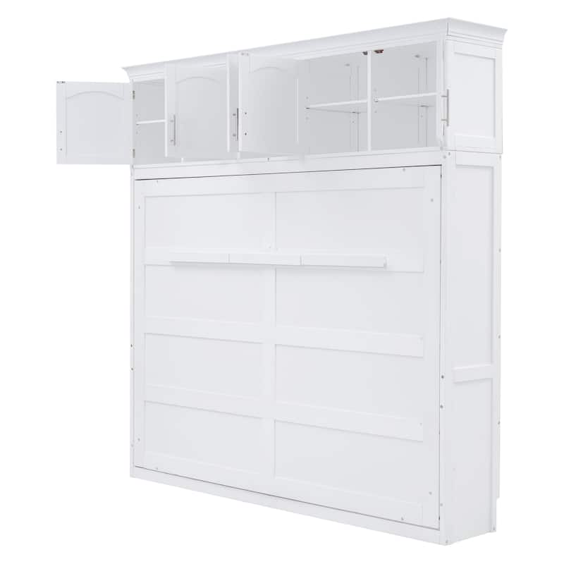 Storage Murphy Bed with Top Cabinets, Flip Horizontal