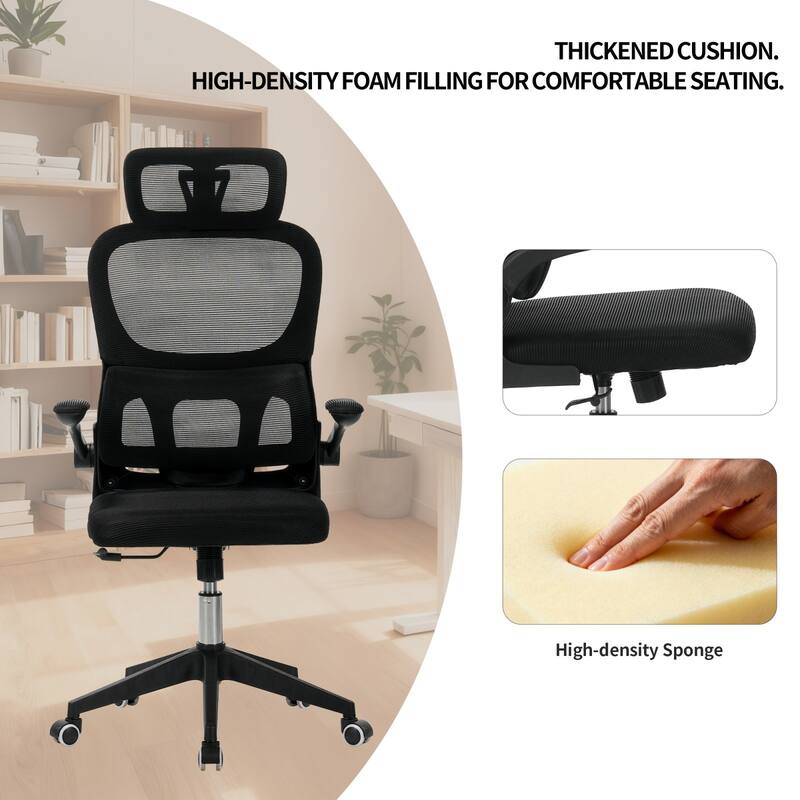 High Back Ergonomic Office Chair, Big and Tall Mesh Desk Chair, 3D Adjustable Headrest Office Chair