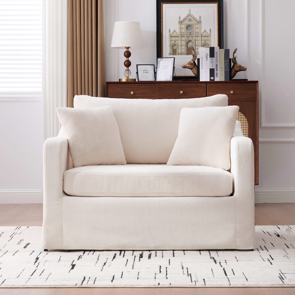 45.3"W Modern Chenille Leisure Chair, Reading ArmChair with 3 Pillows