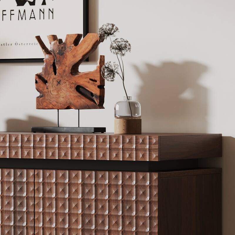 GDF Studio - Modern Antique Brown MDF & Particle Board Buffet Cabinet with Soft Close Doors