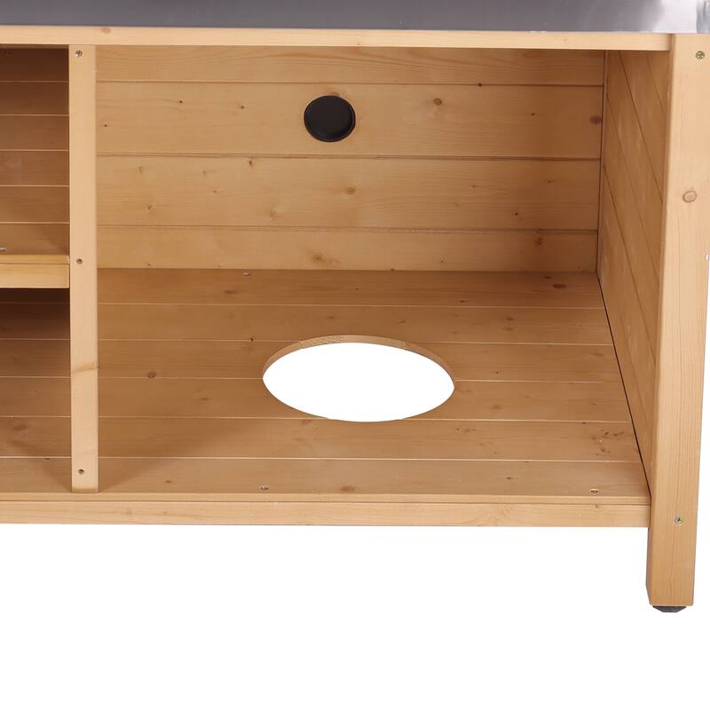 Modular Outdoor Kitchen Island Set, 100% Solid Wood BBQ Cabinet , Patio Kitchen Bar Table