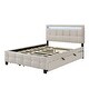 preview thumbnail 8 of 13, Queen Size Upholstered Platform Bed with LED Headboard, Twin XL Size Trundle and 2 Footboard Drawers, Linen Fabric