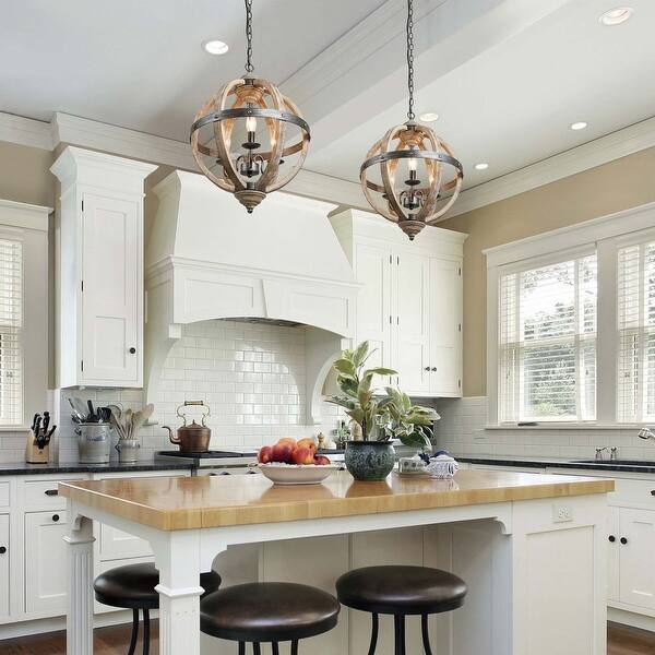 slide 2 of 8, The Gray Barn Globe Farmhouse Pendant Lighting with Distressed Wood for Kitchen Island - W 15.7"x H 21.5"