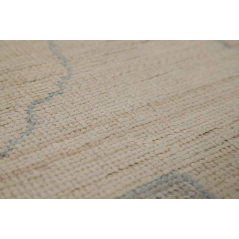 Hand Knotted Oriental 100% Wool Carpet Transitional All-Over Beige & Ivories Oushak Area Rug - 14' 8'' X 11' 10''