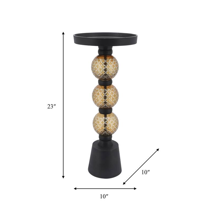 Sagebrook Home Modern Mirrored Top Side Table with Metal Base Contemporary Black and Gold Orb Accent Table
