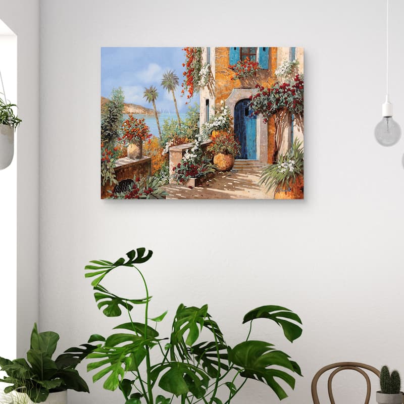 Le Palme e la Porta Blu by Guido Borelli Canvas Art Print