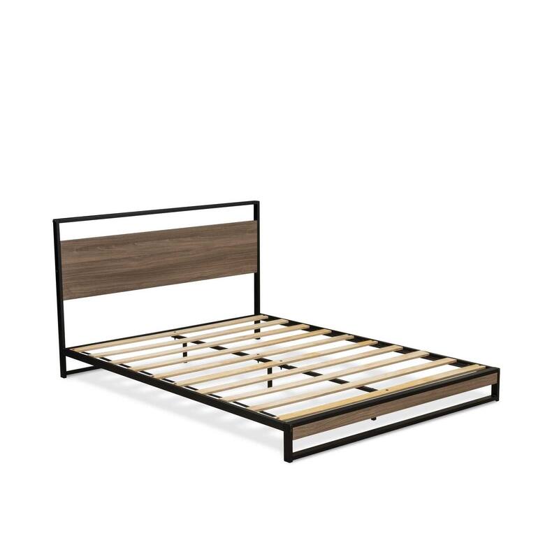 Queen Bed Frame - Full Size Platform Bed with Legs - Modern Wood Slat Support - Black Finish