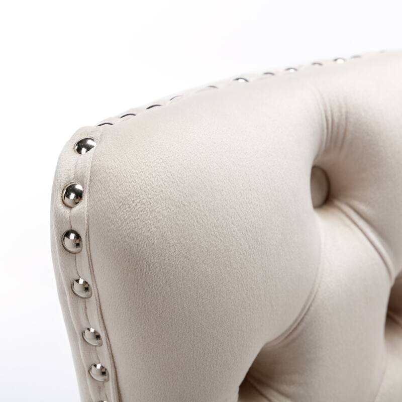 Roomfitters Velvet Counter Height Bar Stools Set of 2, Tufted Upholstered Bar Chairs with Nailhead Trim and Chrome Metal Base