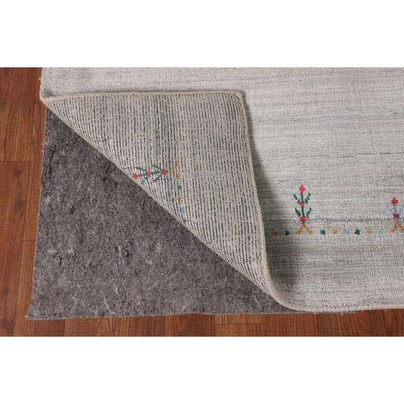 Beige Tribal Gabbeh Oriental Area Rug Handmade Wool Carpet - 7'11" x 9'8"