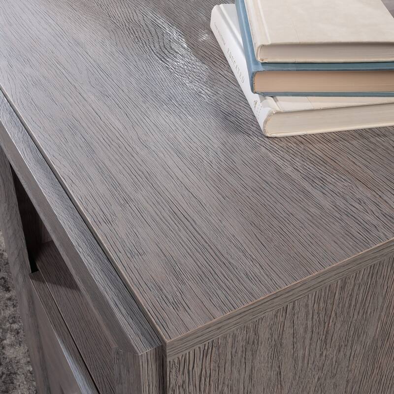 Wood L-Shaped Desk with Integrated Storage, Brown