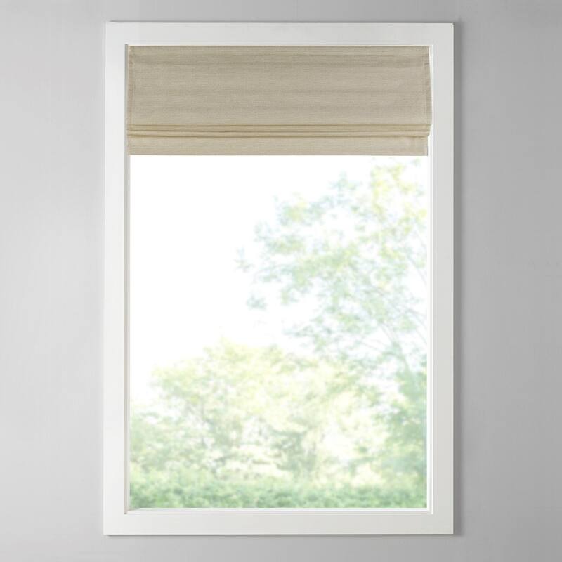 Printed Faux Silk Room Darkening Cordless Roman Shade - Taupe