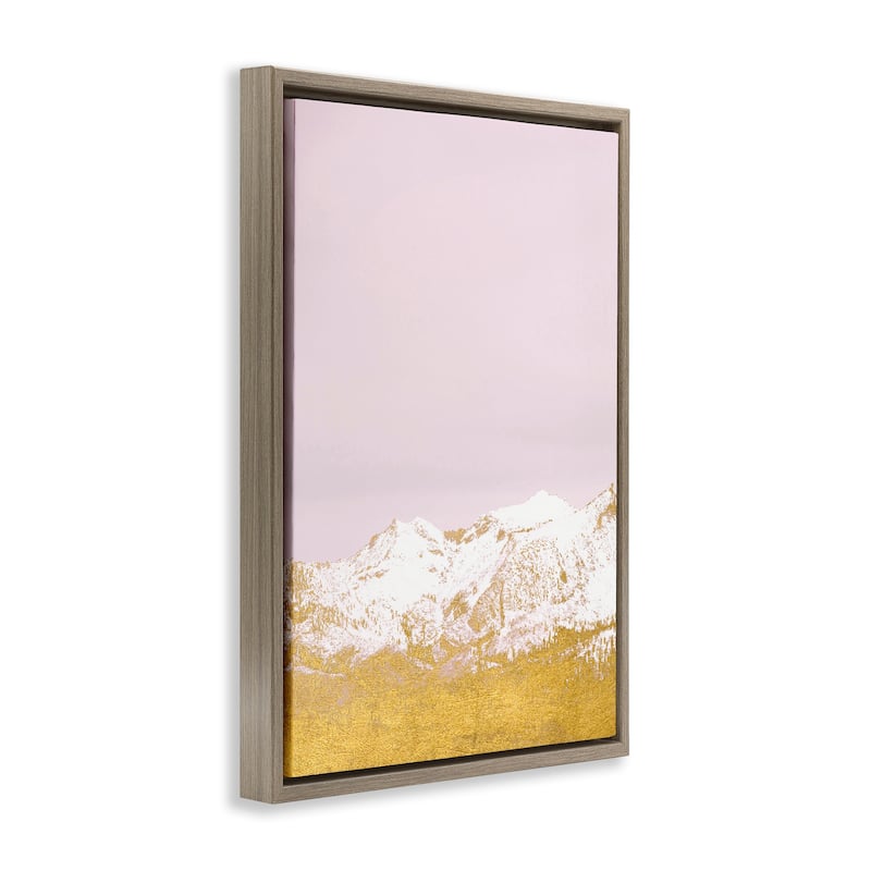 Stupell White Tipped Mountains on Pink Framed Floater Canvas Wall Art Design By Gemma Bardot