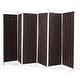 preview thumbnail 7 of 6, 6 Panel Privacy Room Divider Folding Screen with Steel Support Base Brown