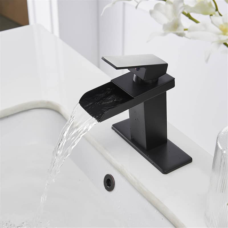 Single Handle Bathroom Faucet With Drain Assembly Waterfall Bathroom Sink Faucets Single Hole Basin Vanity Taps With Deck Plate