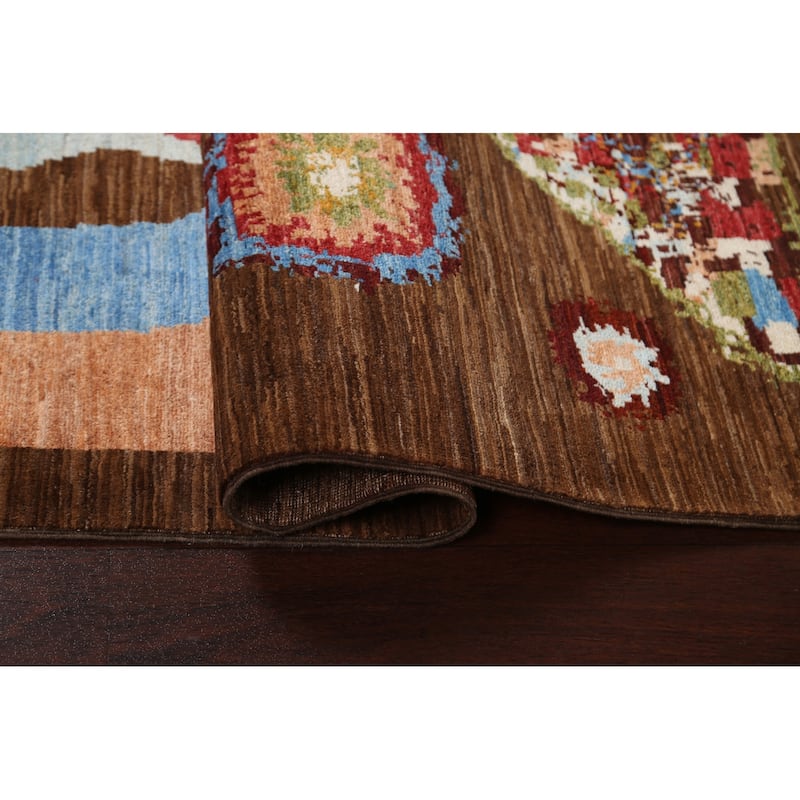Vegetable Dye Contemporary Abstract Wool Area Rug Hand-knotted Carpet - 5'8" x 7'9"