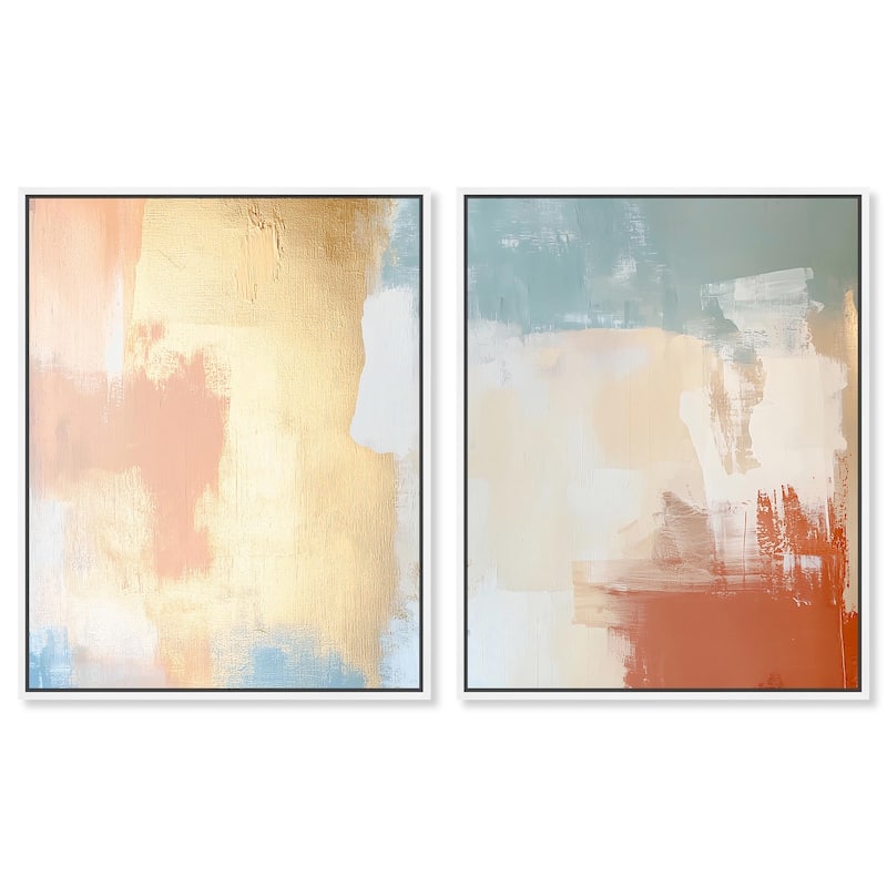 Painted Serenity I Canvas Set of 2 by Art Remedy - 30" x 36" - White