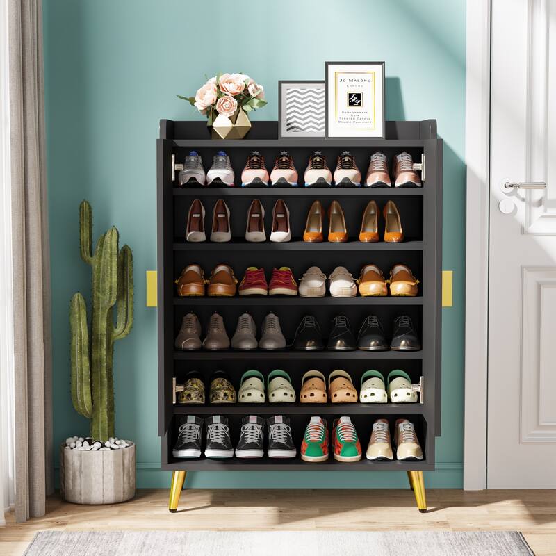 6-Tier Shoe Cabinet with Doors and Adjustable Shelves