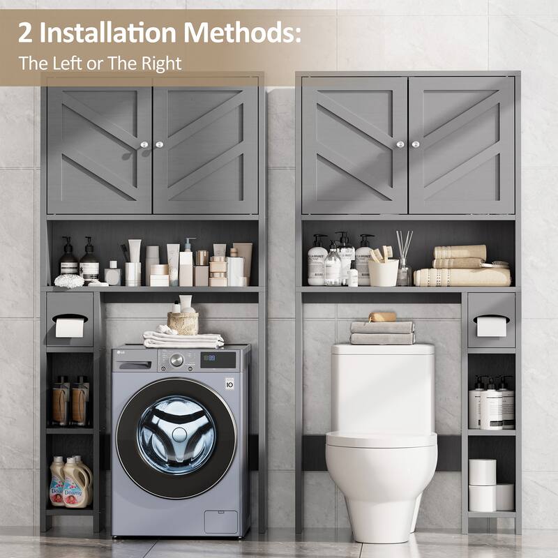 Over-The-Toilet Storage Cabinet with Side Shelves – Adjustable Bathroom Organizer