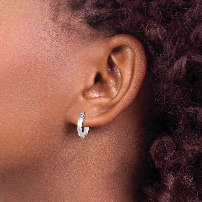 Curata 14k White Gold Polished 3mm Hoop Earrings
