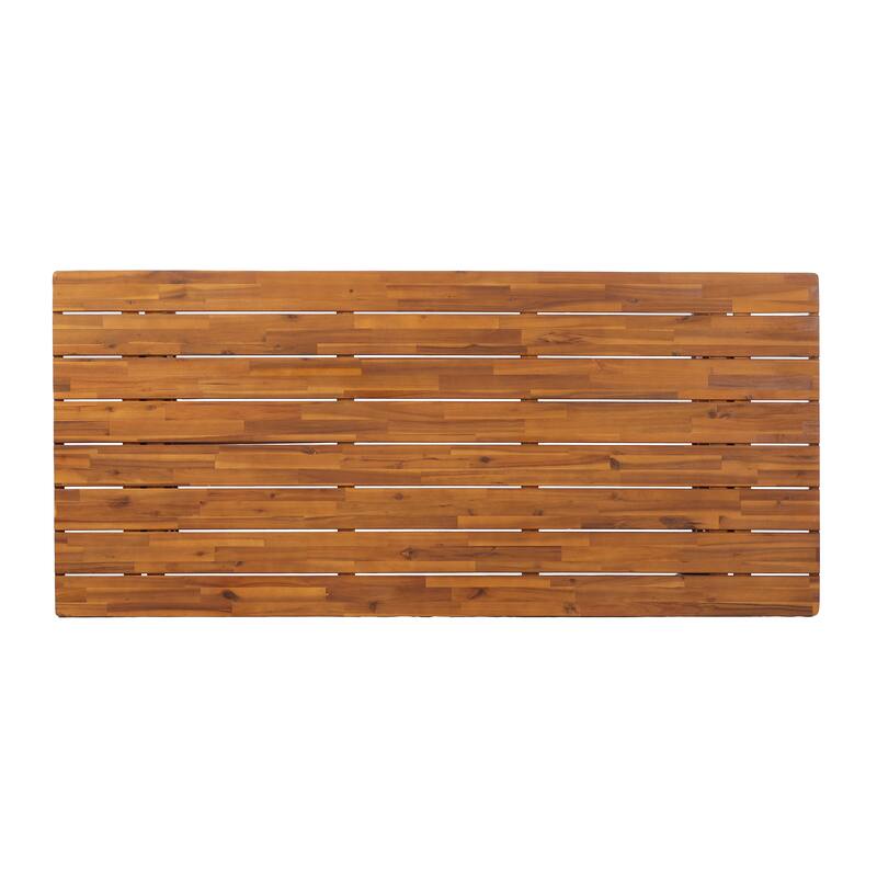 Christopher Knight Home Thalorin Vietnamese Acacia Wood Outdoor Dining Table with Fishtail Legs and Slatted Top