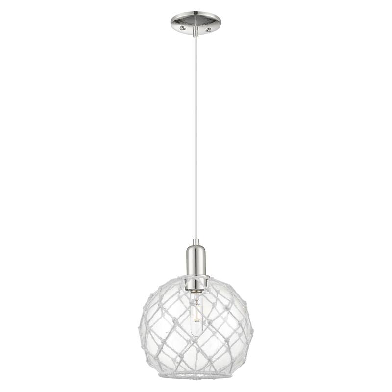 Innovations Lighting Endless Possibilities Arcadia - Farmhouse Rope - 1 Light 10" Cord Hung Mini Pendant - Clear Glass with White Rope/Polished Nickel
