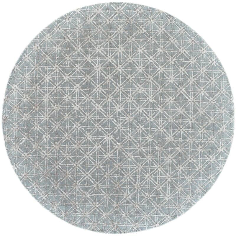 Hartford Tufted Lattice Wool Rug, Cloud Blue/Sky Gray, Area Rug