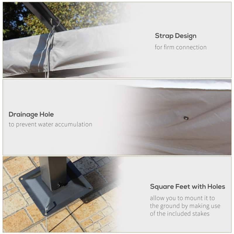 9.8' x 9.8' Outdoor Retractable Canopy Gazebo with Steel Frame for Backyard and Garden - 9.8' L x 9.8' W x 7.5' H