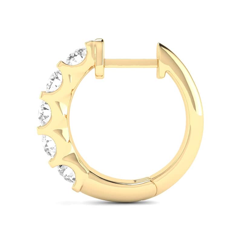 Marquee 1/2 Carat TW Natural Channel Set Diamond Hoop Earrings in 14K Yellow Gold