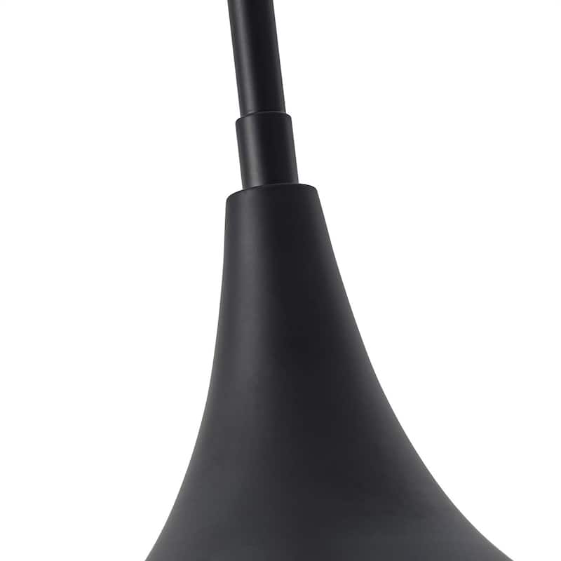 Matte Black 1-Light Dome Pendant Light with Smoke Grey Glass Shade